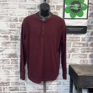 American Eagle Outfitters Maroon Long Sleeve Henley thermal medium